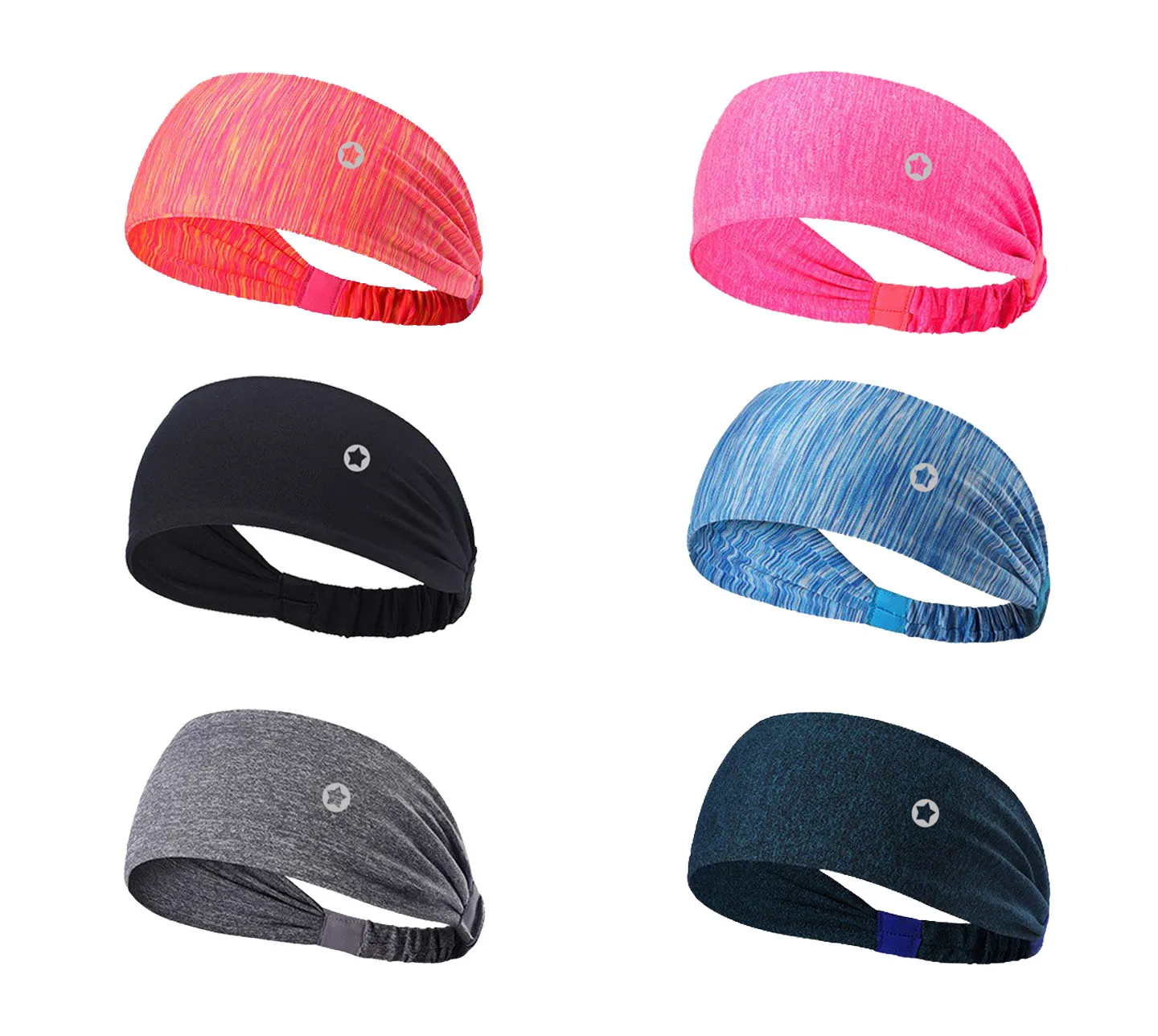 Nabtos 6 Pack Female Women Yoga Sports Wicking Hair Headband