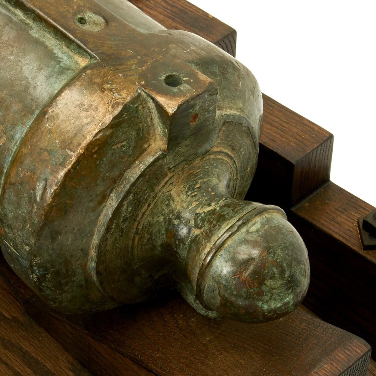 Original Imperial Russian 18th Century 12-Pounder Demi Culverin Bronze Cannon with Oak Naval Carriage
