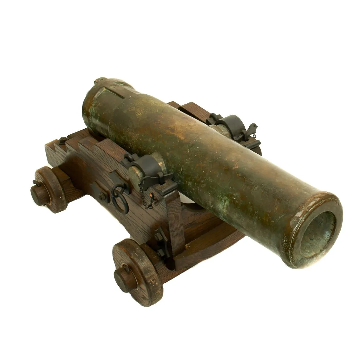 Original Imperial Russian 18th Century 12-Pounder Demi Culverin Bronze Cannon with Oak Naval Carriage