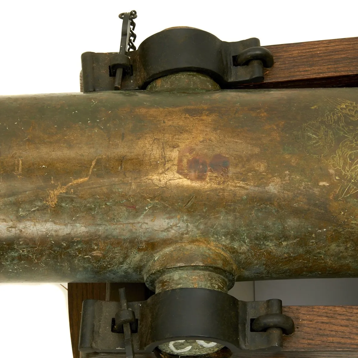 Original Imperial Russian 18th Century 12-Pounder Demi Culverin Bronze Cannon with Oak Naval Carriage