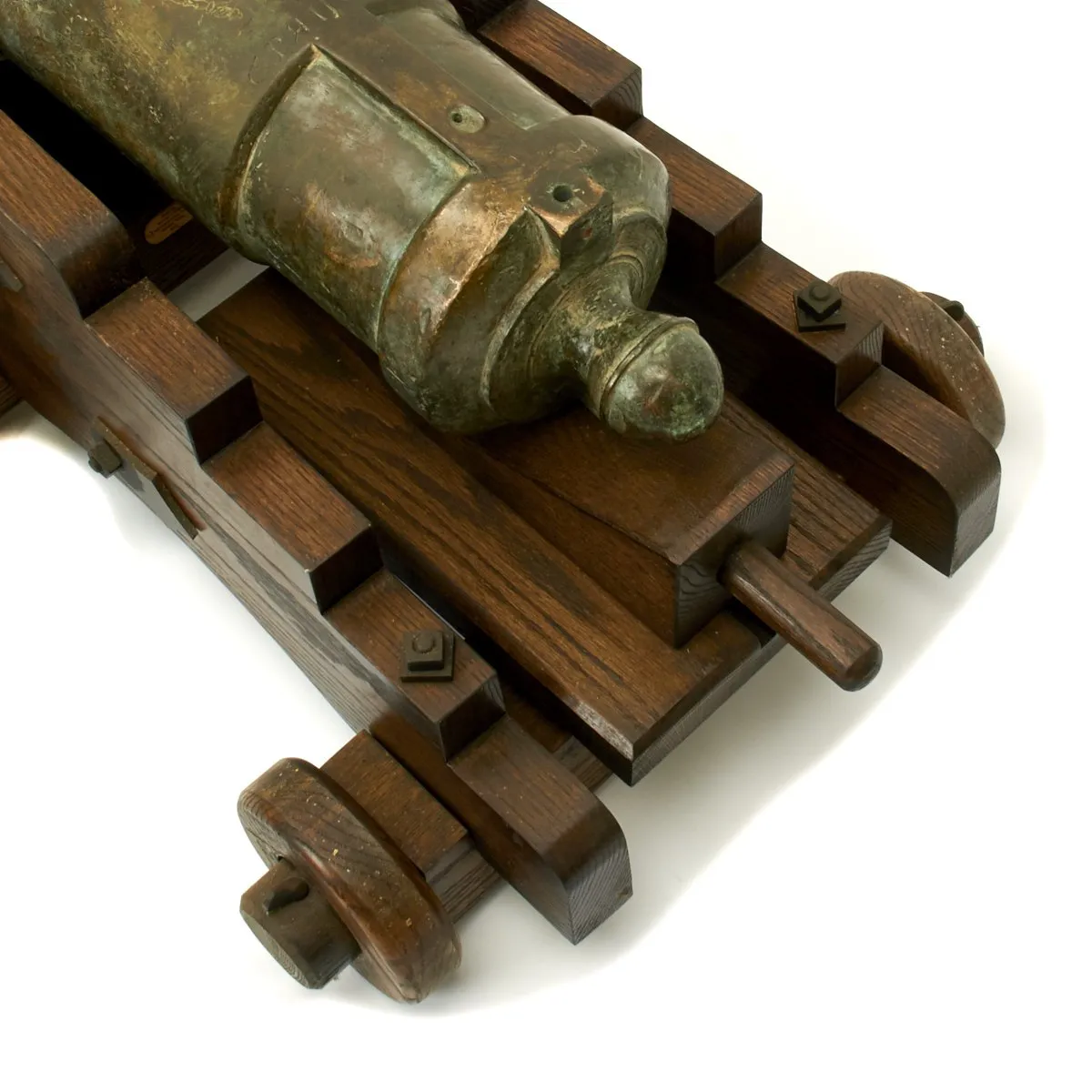 Original Imperial Russian 18th Century 12-Pounder Demi Culverin Bronze Cannon with Oak Naval Carriage