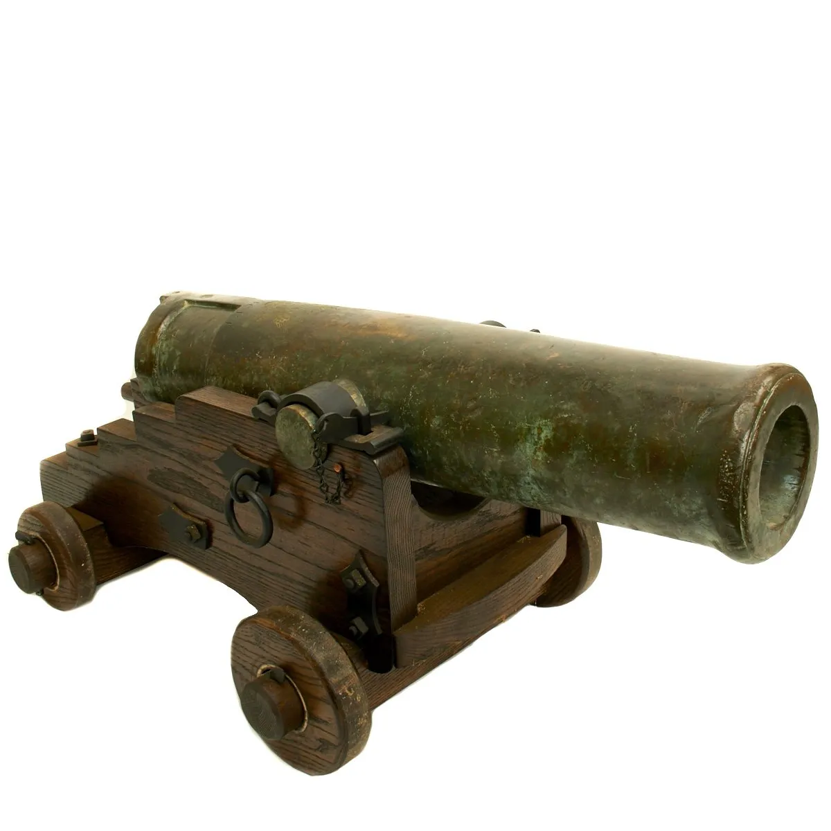 Original Imperial Russian 18th Century 12-Pounder Demi Culverin Bronze Cannon with Oak Naval Carriage