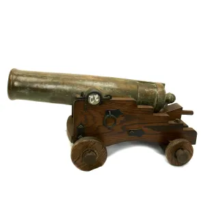 Original Imperial Russian 18th Century 12-Pounder Demi Culverin Bronze Cannon with Oak Naval Carriage