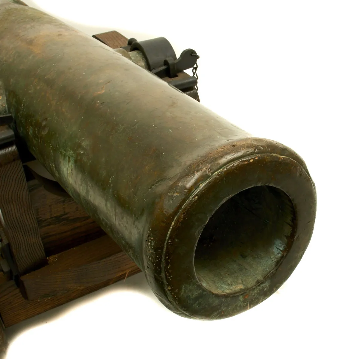 Original Imperial Russian 18th Century 12-Pounder Demi Culverin Bronze Cannon with Oak Naval Carriage