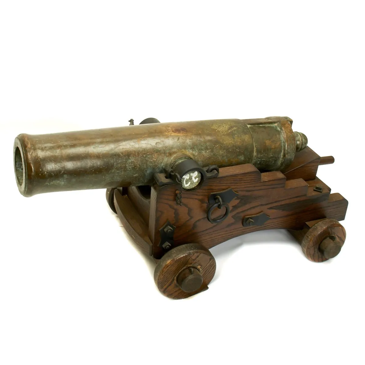 Original Imperial Russian 18th Century 12-Pounder Demi Culverin Bronze Cannon with Oak Naval Carriage