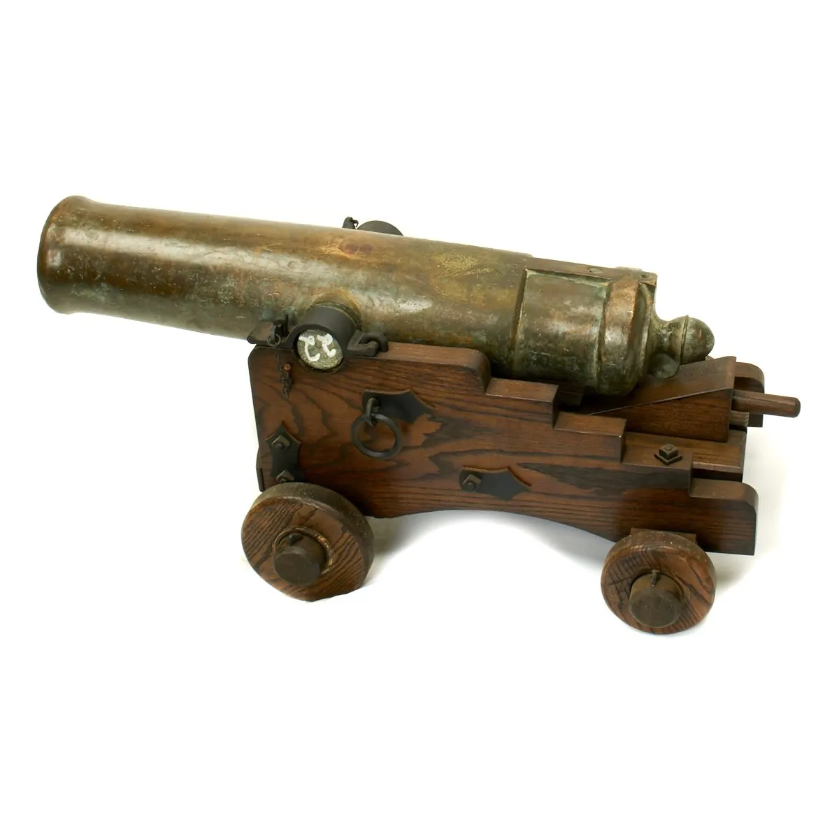 Original Imperial Russian 18th Century 12-Pounder Demi Culverin Bronze Cannon with Oak Naval Carriage