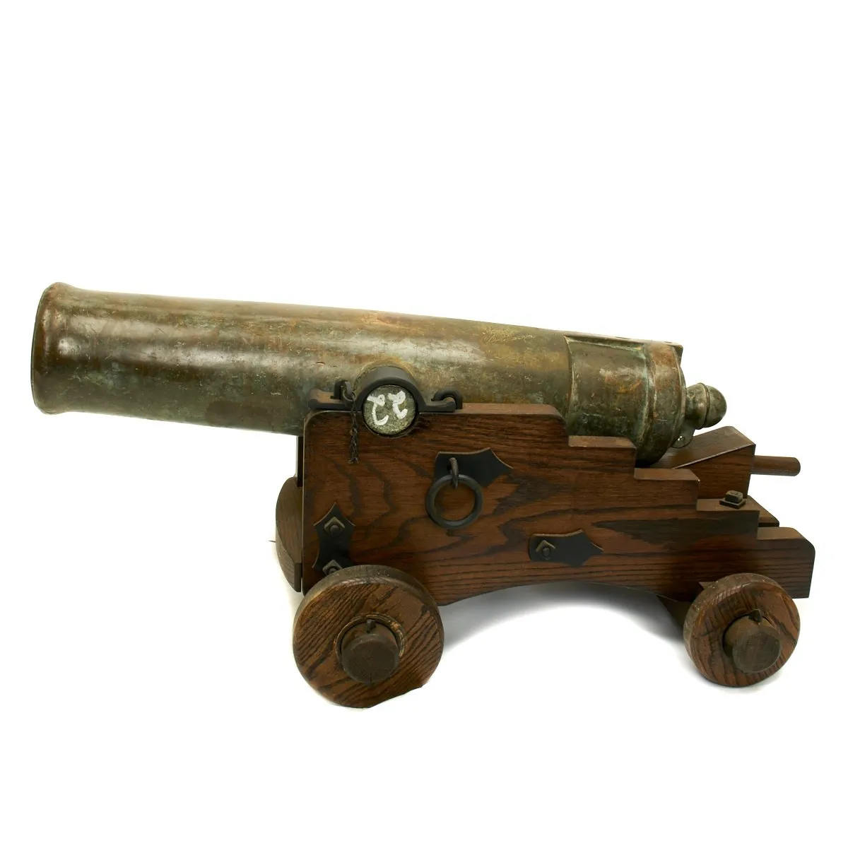 Original Imperial Russian 18th Century 12-Pounder Demi Culverin Bronze Cannon with Oak Naval Carriage