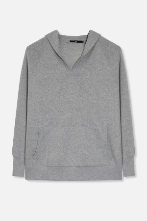 PADMA PULLOVER HOODIE IN DOUBLE KNIT HEATHER PIMA COTTON WITH STRETCH