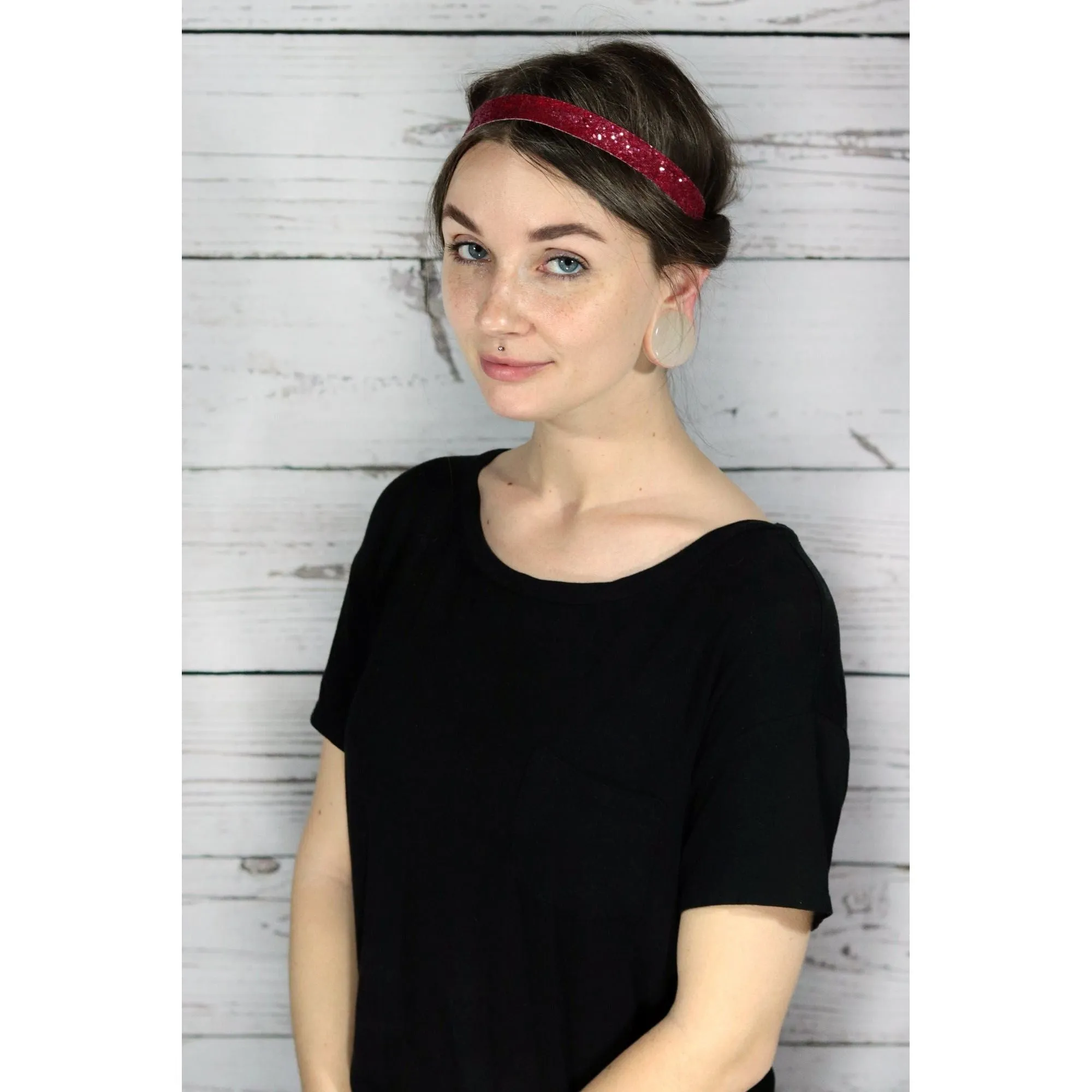 Purple Zebra Glitter Headbands - 12 Pack
