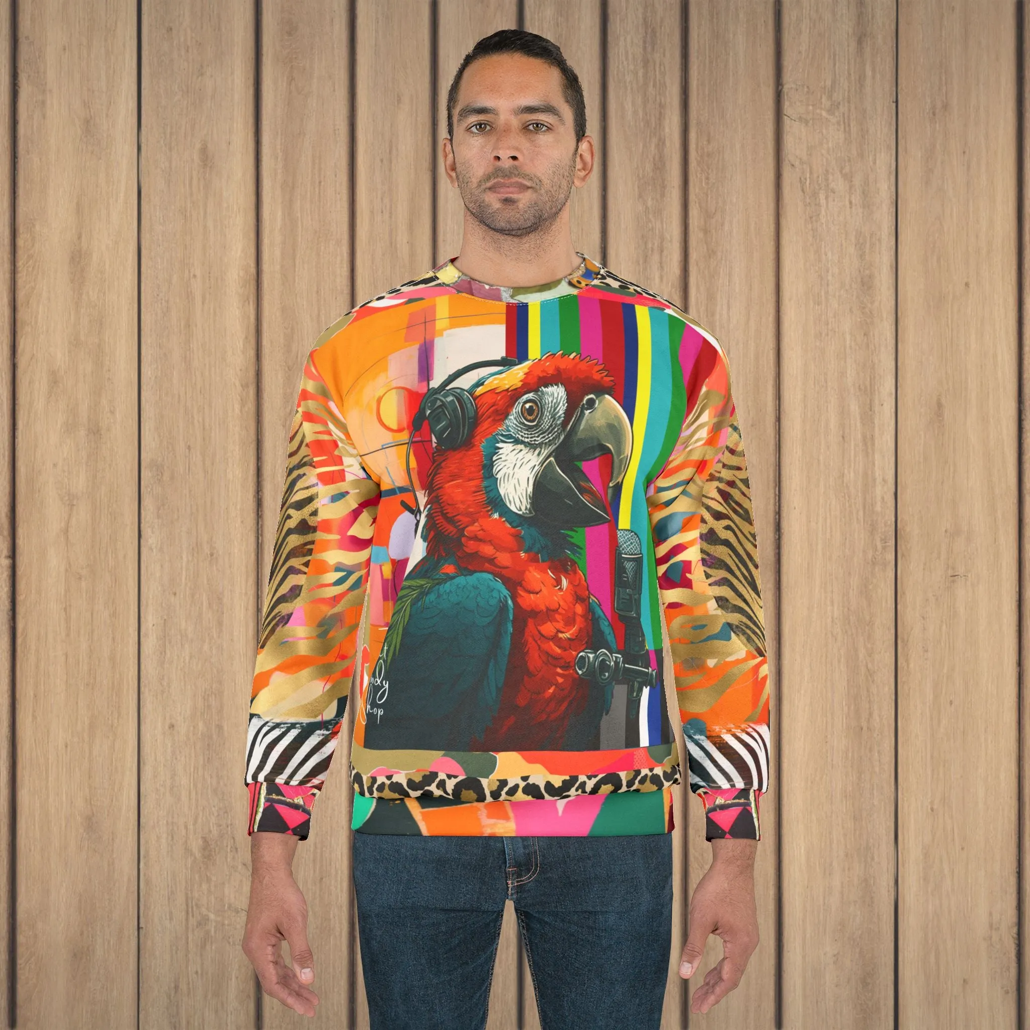 Radio Free Macaw in Technicolor Unisex Sweatshirt (Gold Label)