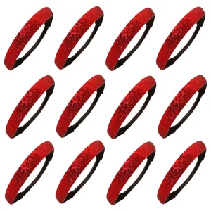 Red Glitter Headbands - 12 Pack