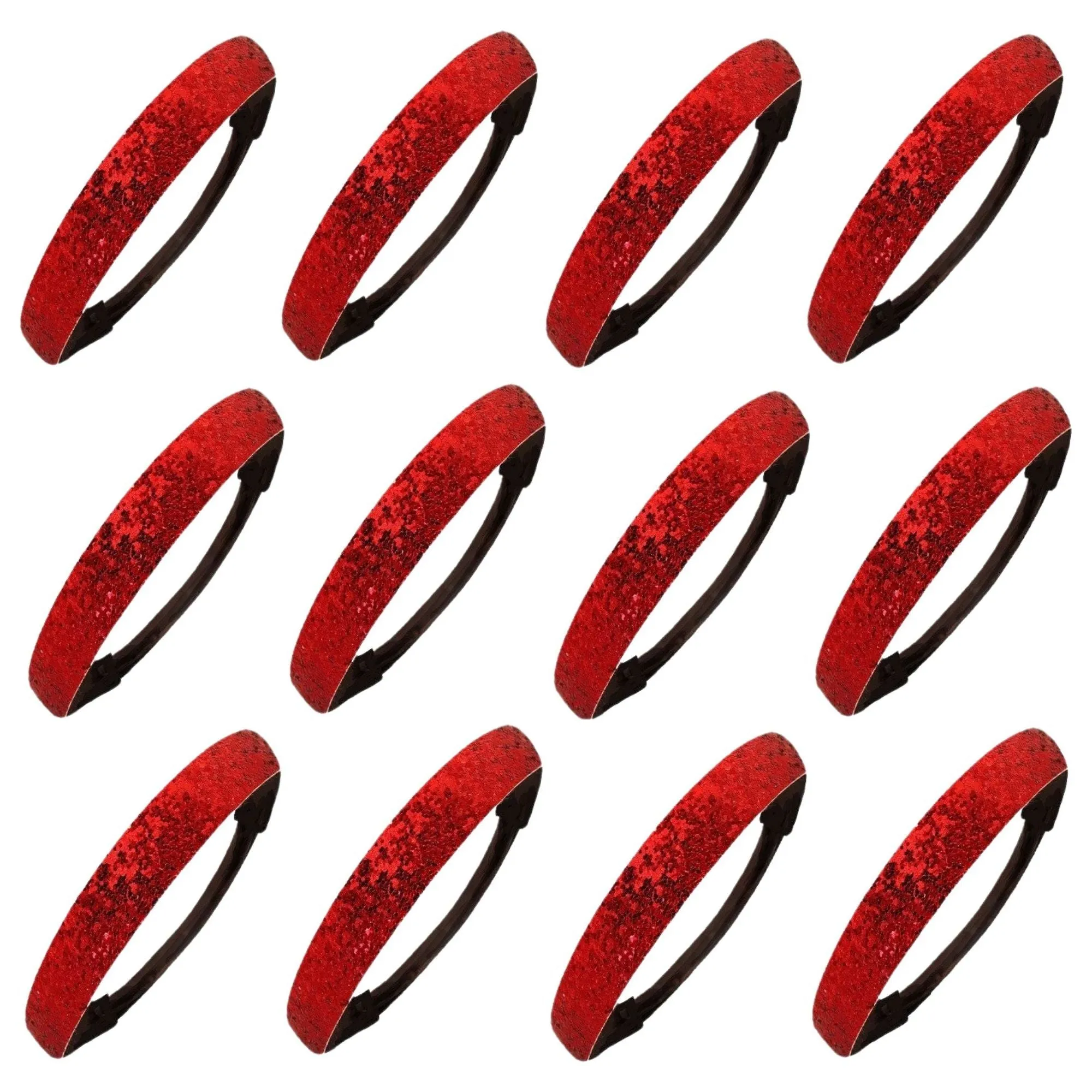 Red Glitter Headbands - 12 Pack