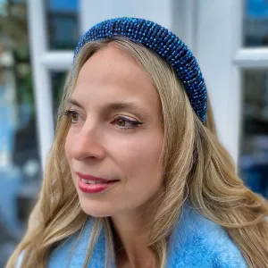 Sparkly Headband in Navy Blue Beaded