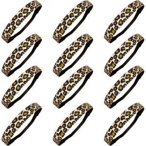 White Cheetah Glitter Headbands - 12 Pack